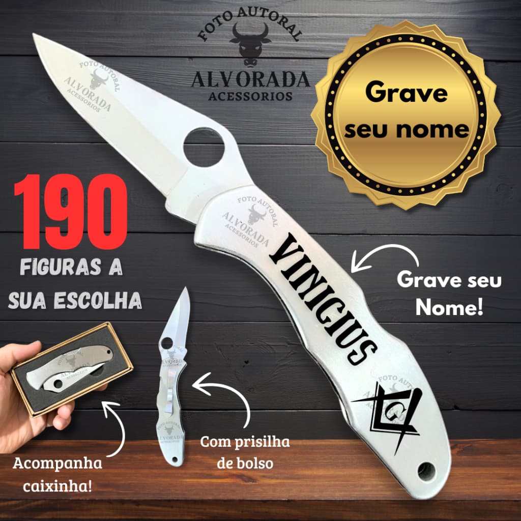 Canivete Personalizado com Nome e Símbolo Canivete com Caixinha