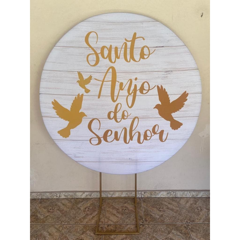 Capa para painel de Festa Redondo 1,50 mts Malha Sublimado Santo Anjo do Senhor Anjo da Guarda