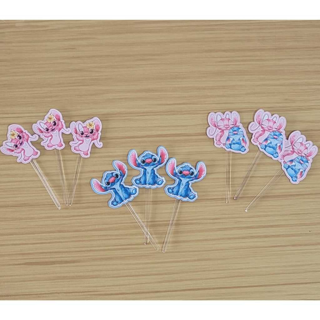 Toppers - Tags - Topo para Doces/docinho Stitch e Angel - Lembrancinhas Festa Infantil