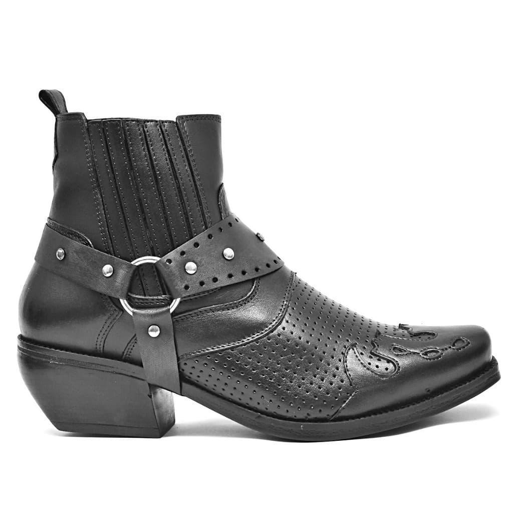 Bota Botina Masculina Country Carrapeta com Cabresto Removível em Couro Legítimo, Botina Country Carrapeta Exclusiva
