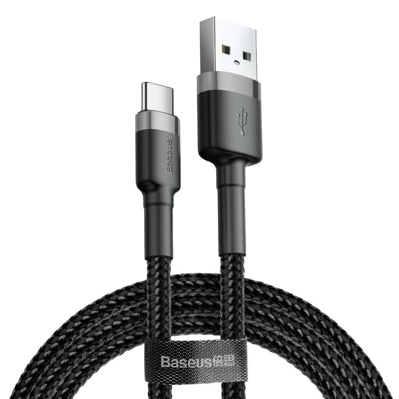 Cabo Baseus USB para Tipo-C Nylon 3A 1 Metro Cafule Carregamento Rápido iPhone 15 16 Android