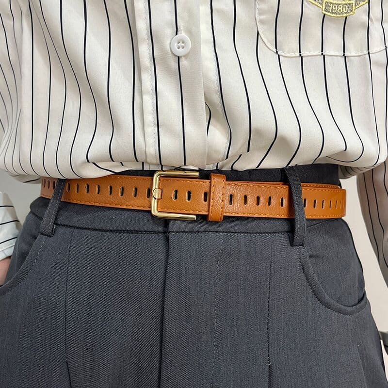Cinto popular coreano com furos no corpo inteiro 2.5CM冲长孔带皮圈
