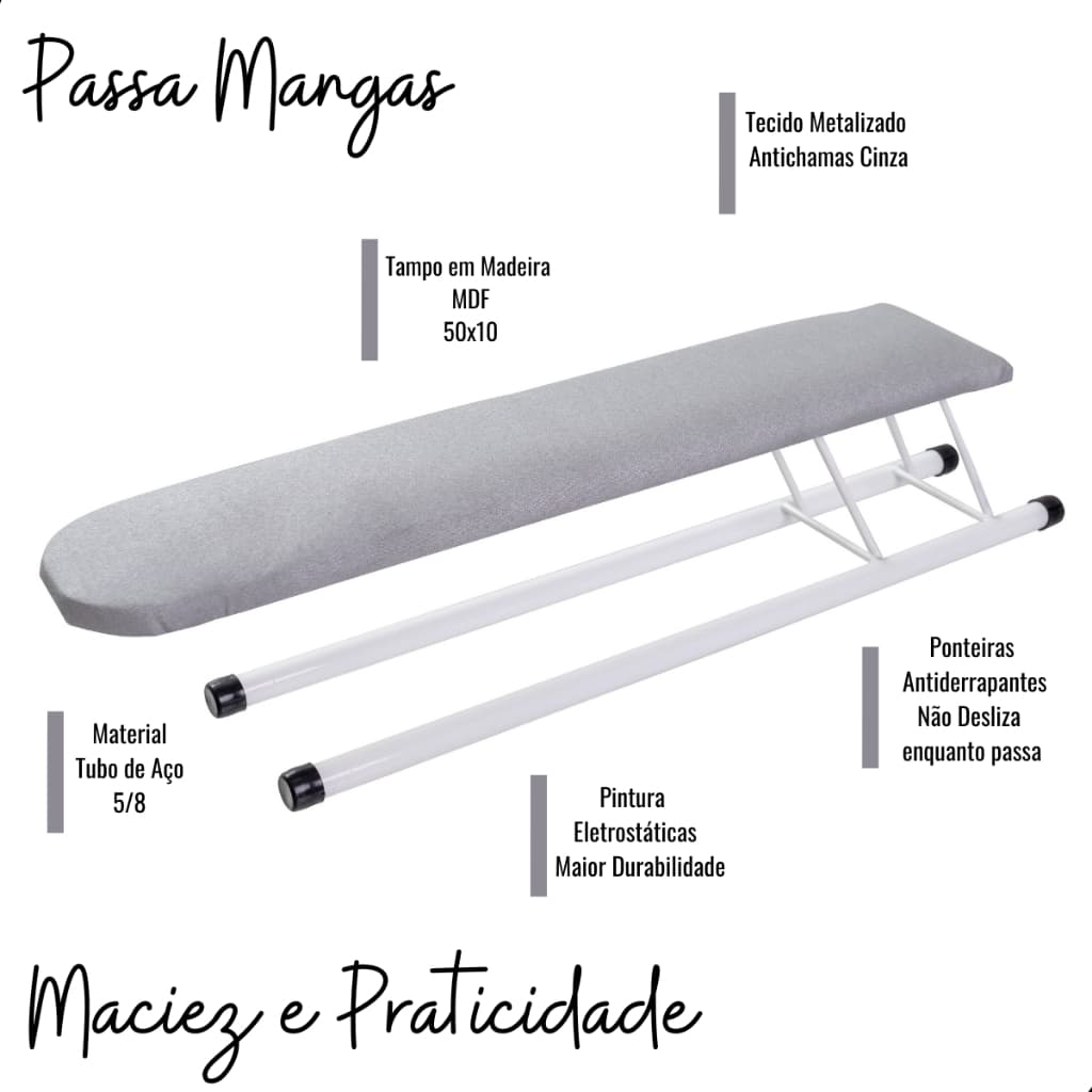 Passa Mangas Preto e Branco Metalizado Portátil Retratil