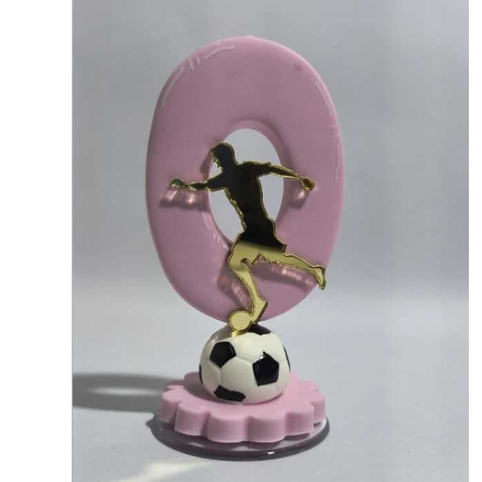 Vela Aniversário Em Biscuit Tema Futebol Rosa