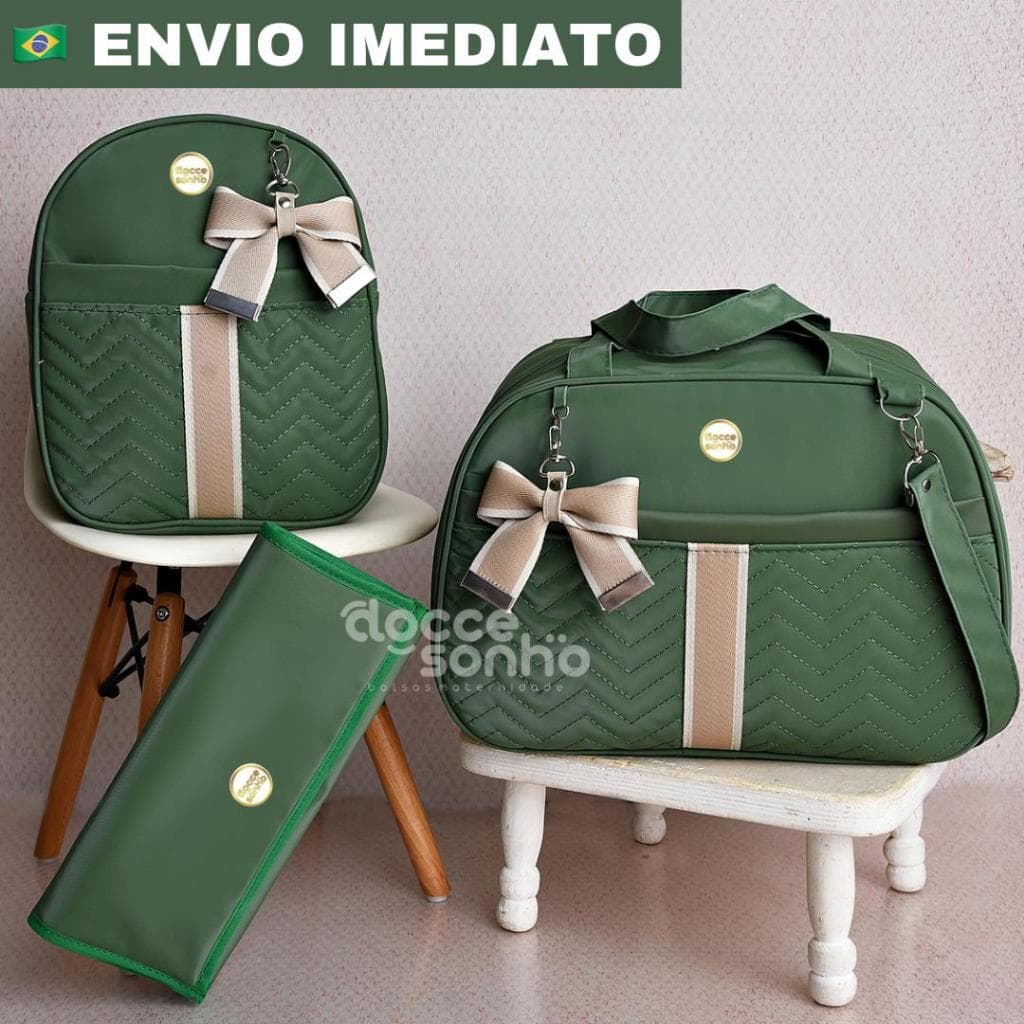 Kit bolsa maternidade com 3 peças térmico e impermeável mala para bebê menino e menina luxo(AD 3P)