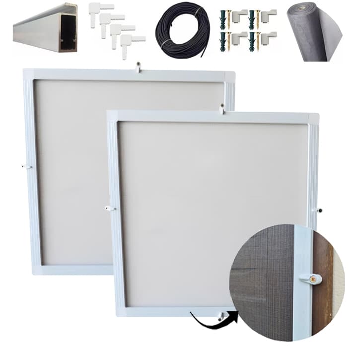 Kit 2 Telas Mosquiteiro 0,60 X 0,60 Branco + Acessórios P/ Janela Anti Insetos