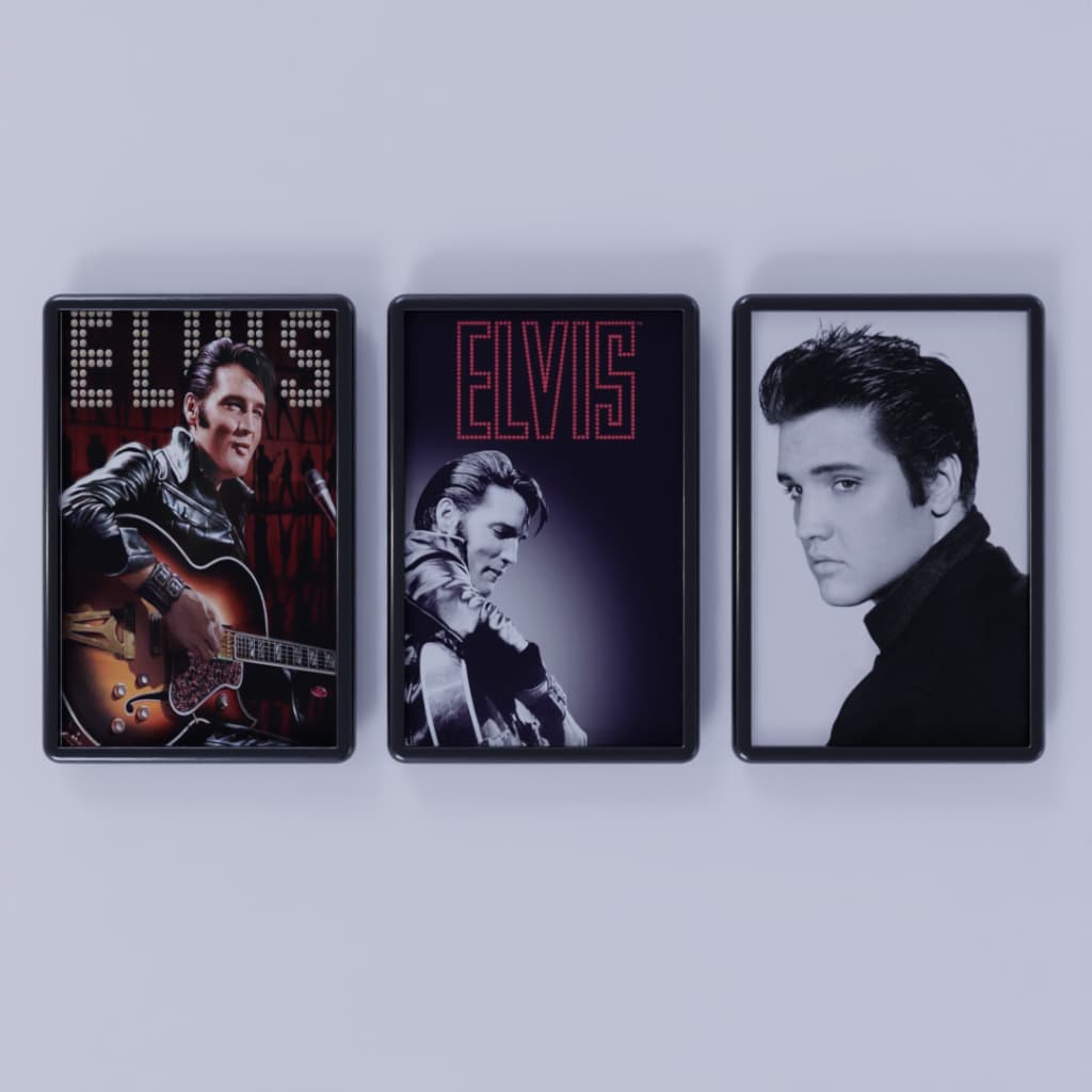 Kit 3 Quadros Decorativos Com Moldura – Tema Elvis Presley  - Tamanho 30x20cm