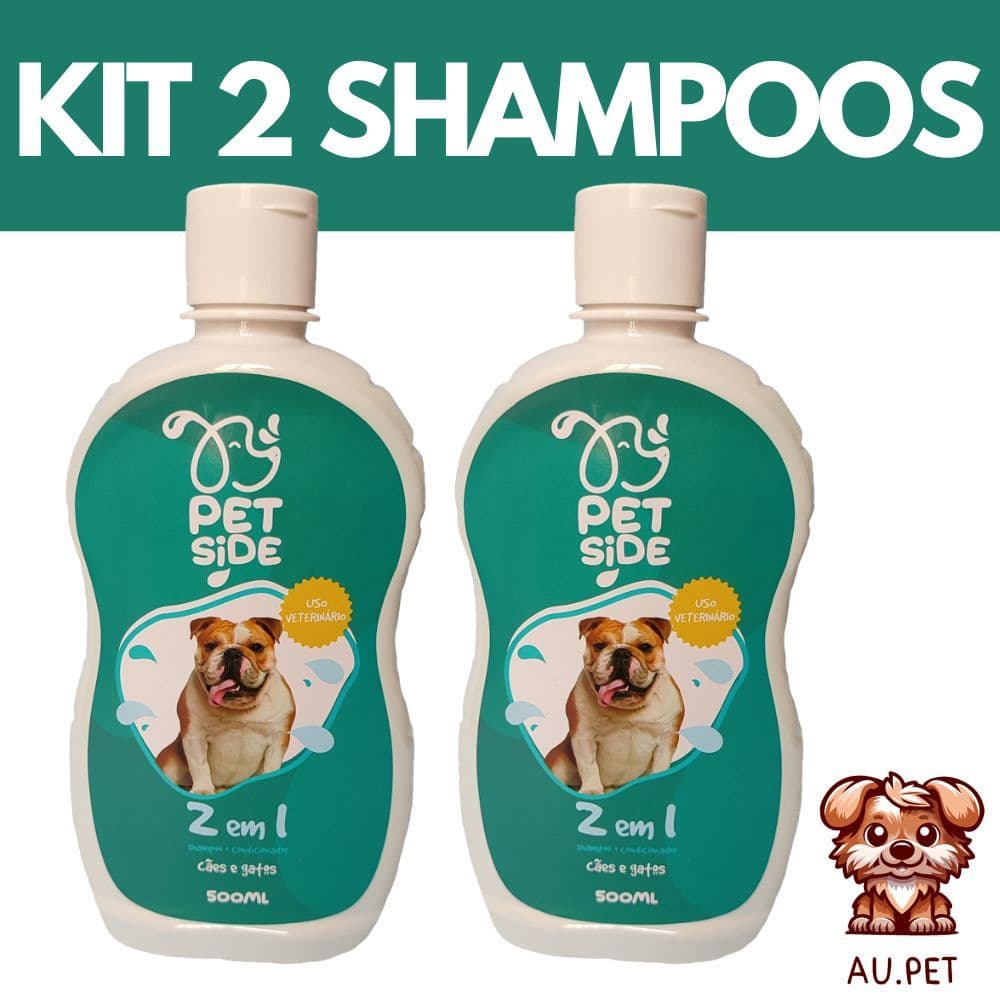 Kit 2 Shampoo Pet Side – Shampoo e Condicionador 500ml para Cães – Hidratação e Limpeza Profunda Antipulgas