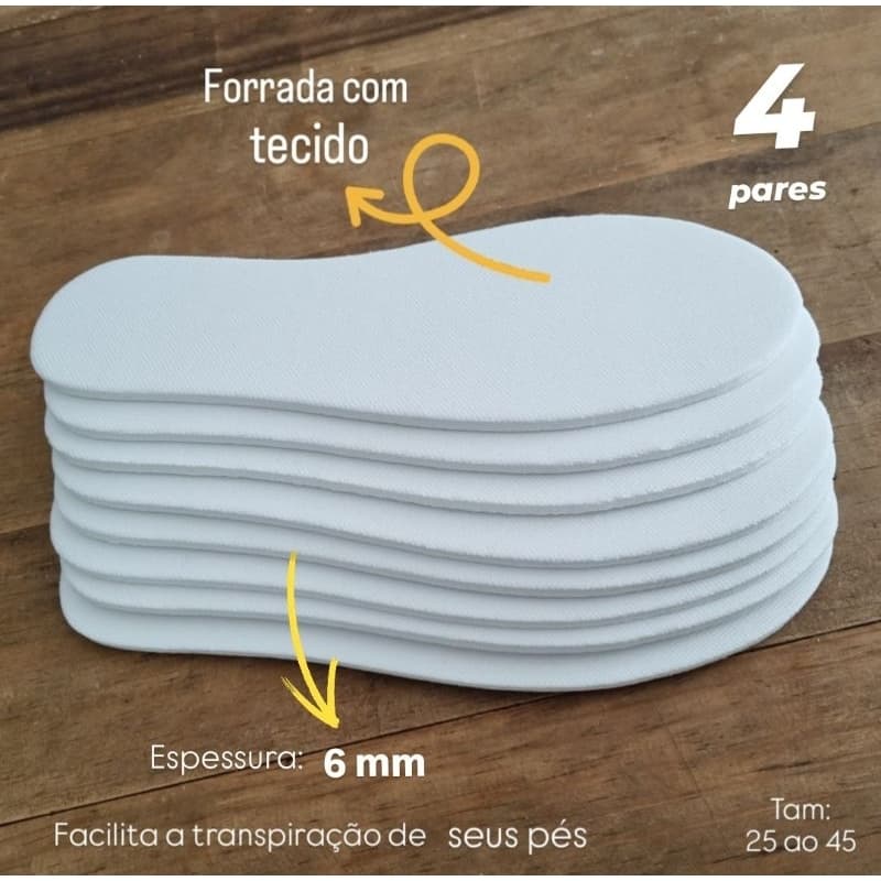 KIT PALMILHA BRANCA, MACIA, EVA 6 MM,25 AO 45, PALMILHA TENIS FEMININO E TENIS MASCULINO,SAPATO,SLIP