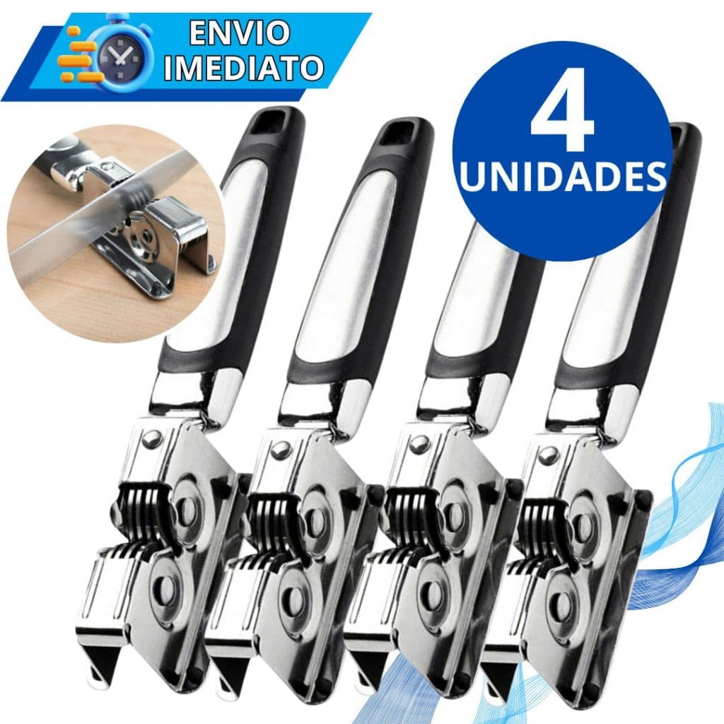 KIT 4 Afiador Amolador de Facas de Aço Inox Profissional para Casa Restaurante Açougue Churrascaria Resistente 3 Laminas