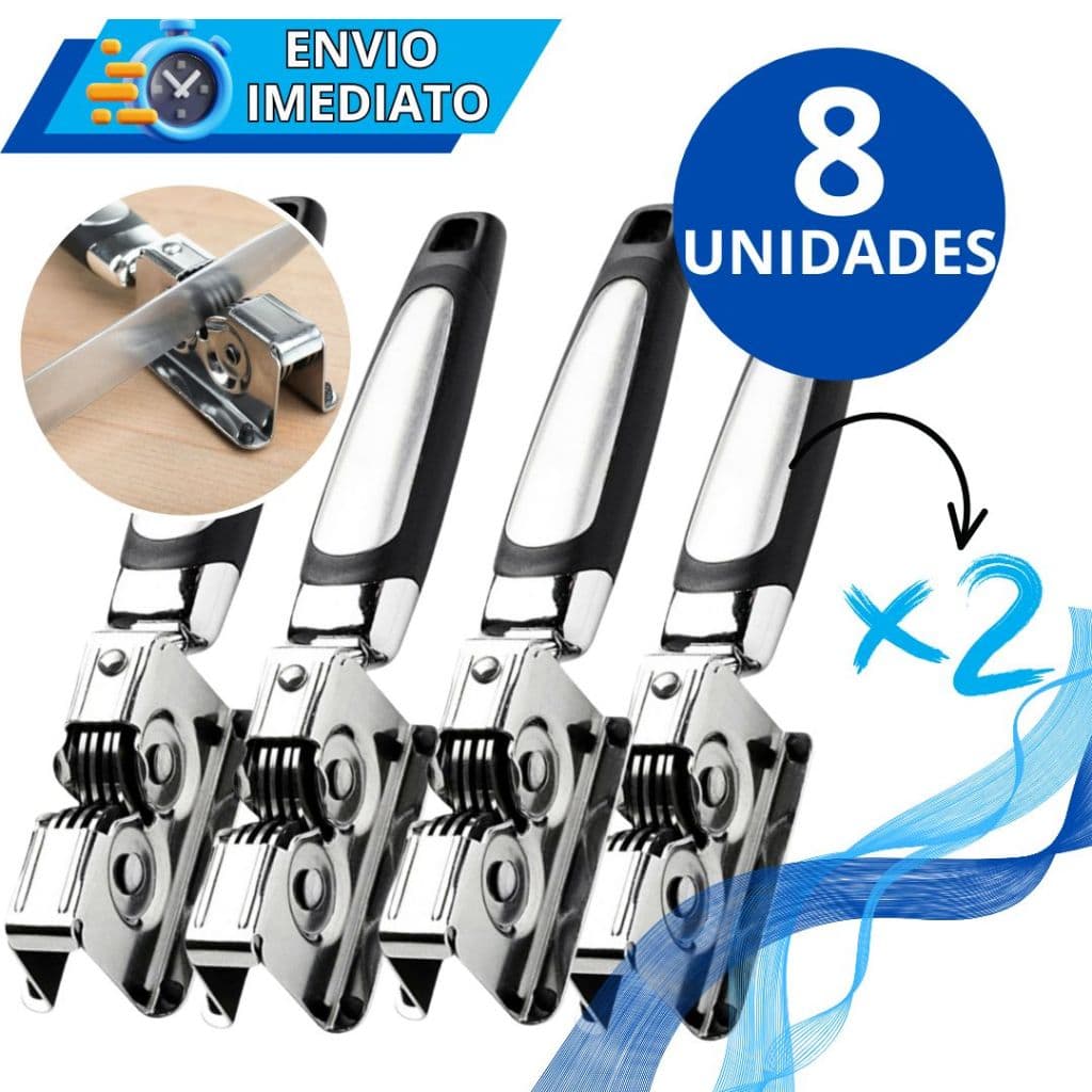 KIT 8 Afiador Amolador de Facas de Aço Inox Profissional para Casa Restaurante Açougue Churrascaria Resistente 3 Laminas