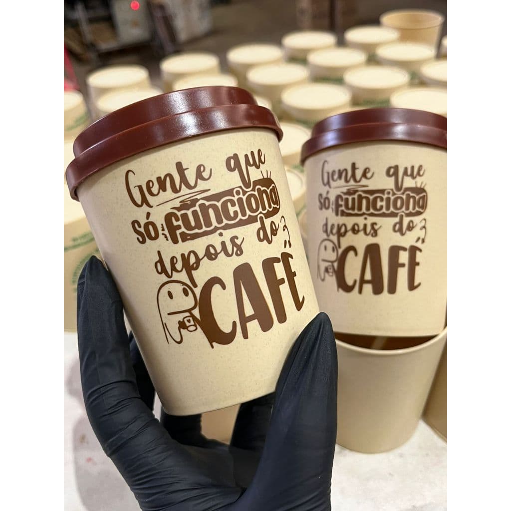 Kit 35 Copos Eco Sustentável Personalizado 350ml com Tampa Bucks
