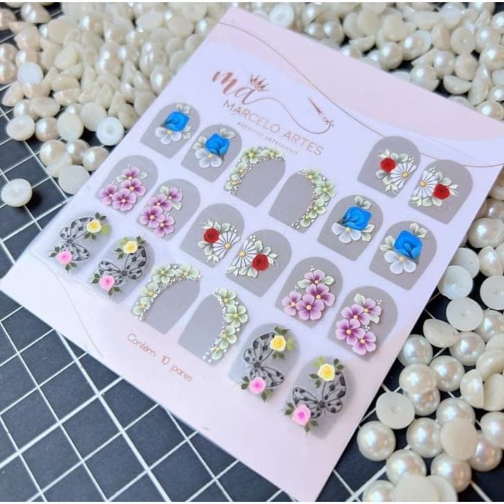 120 Adesivos de unhas 100 % Artesanal Pedrarias com Jóias, pedrarias e strass