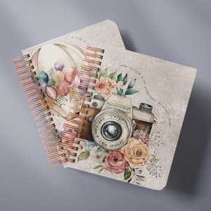 Caderno A5 Floral Coleção Vintage Frases 100 FOLHAS com Marca Páginas