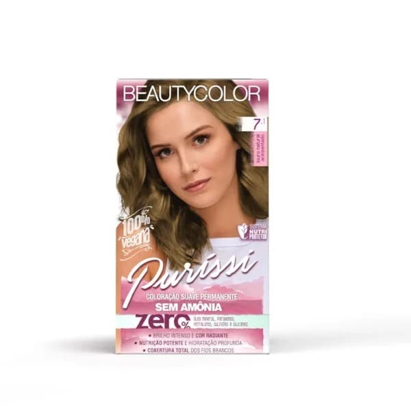 Tinta Beauty Color Puríssi Sem Amônia KIT 7.1 Louro Natural Acinzentado