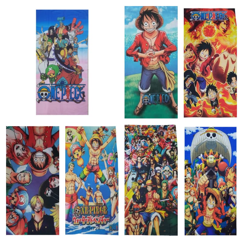 Jogo De 7 Toalhas De Praia Banho Piscina Anime One Piece Collection