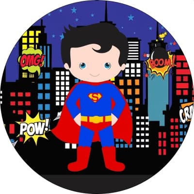 Painel de Mesa Super Homem 50cm Veste Fácil Mesversário Redondo
