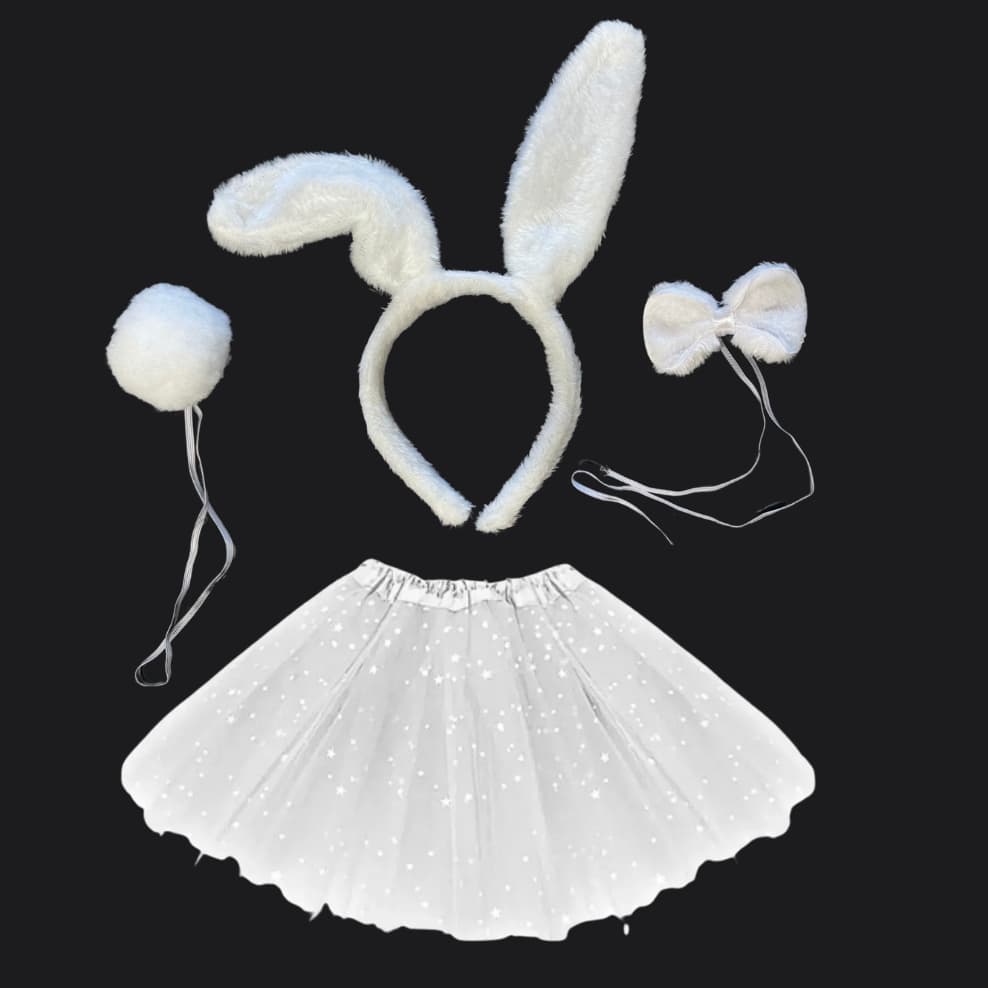 Fantasia Carnaval Coelhinha saia tule acessórios orelha gravata rabo coelho coelha Adulto Feminina