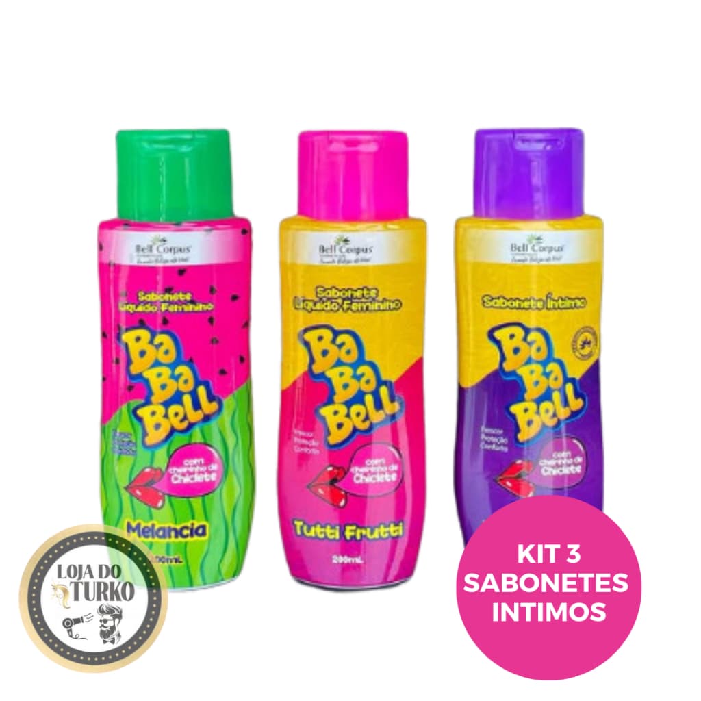 KIT 3 SABONETES INTIMOS BABABELL TUTTI FRUTTI, MELANCIA E UVA - BELL CORPUS