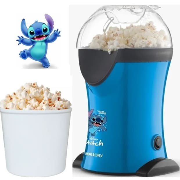 Pipoqueira Elétrica Stitch Disney Sem Óleo 1200W Azul Mallory