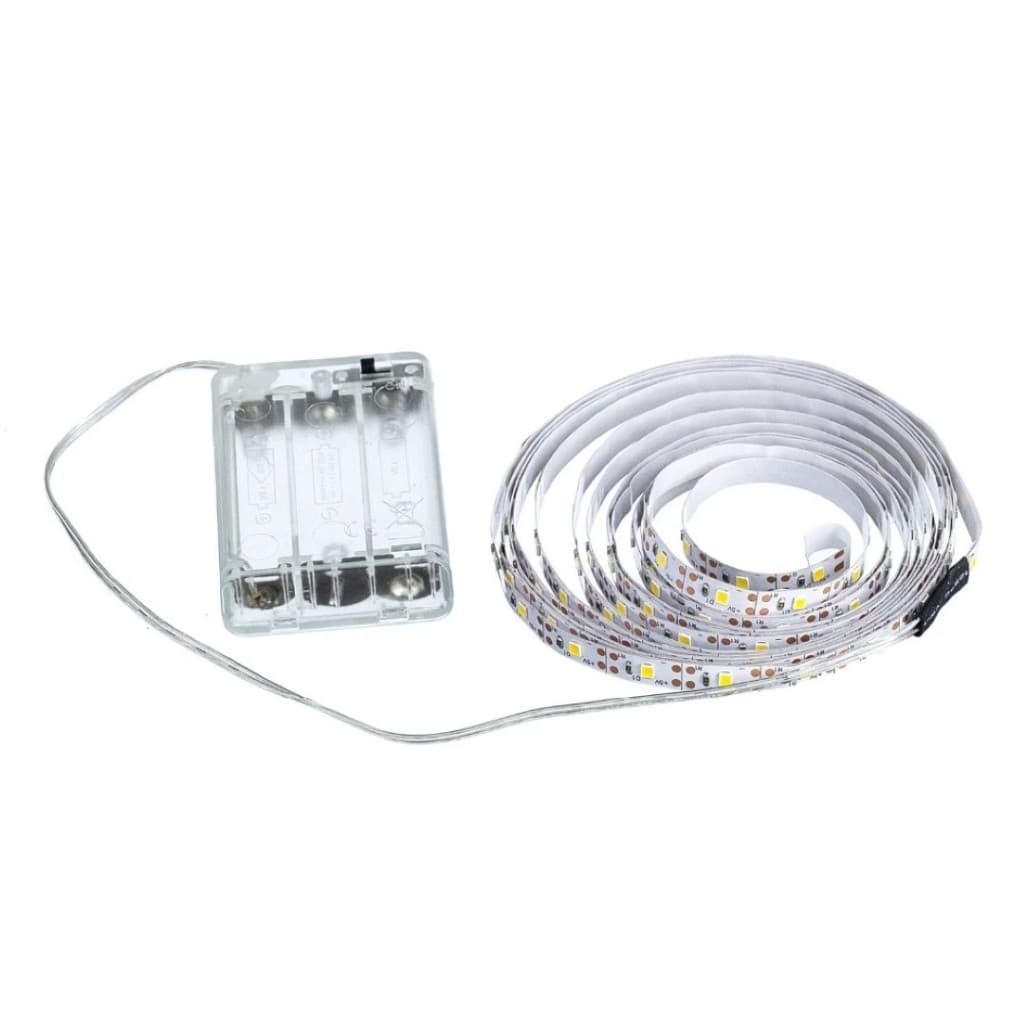 Fita Led 1 M 60 Leds Pilha Autoadesiva Branco Quente/ Branco Frio   Decoração Sala Quarto Festa