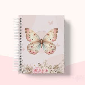 Caderno A5 Floral Coleção Borboleta Versículos 100 FOLHAS