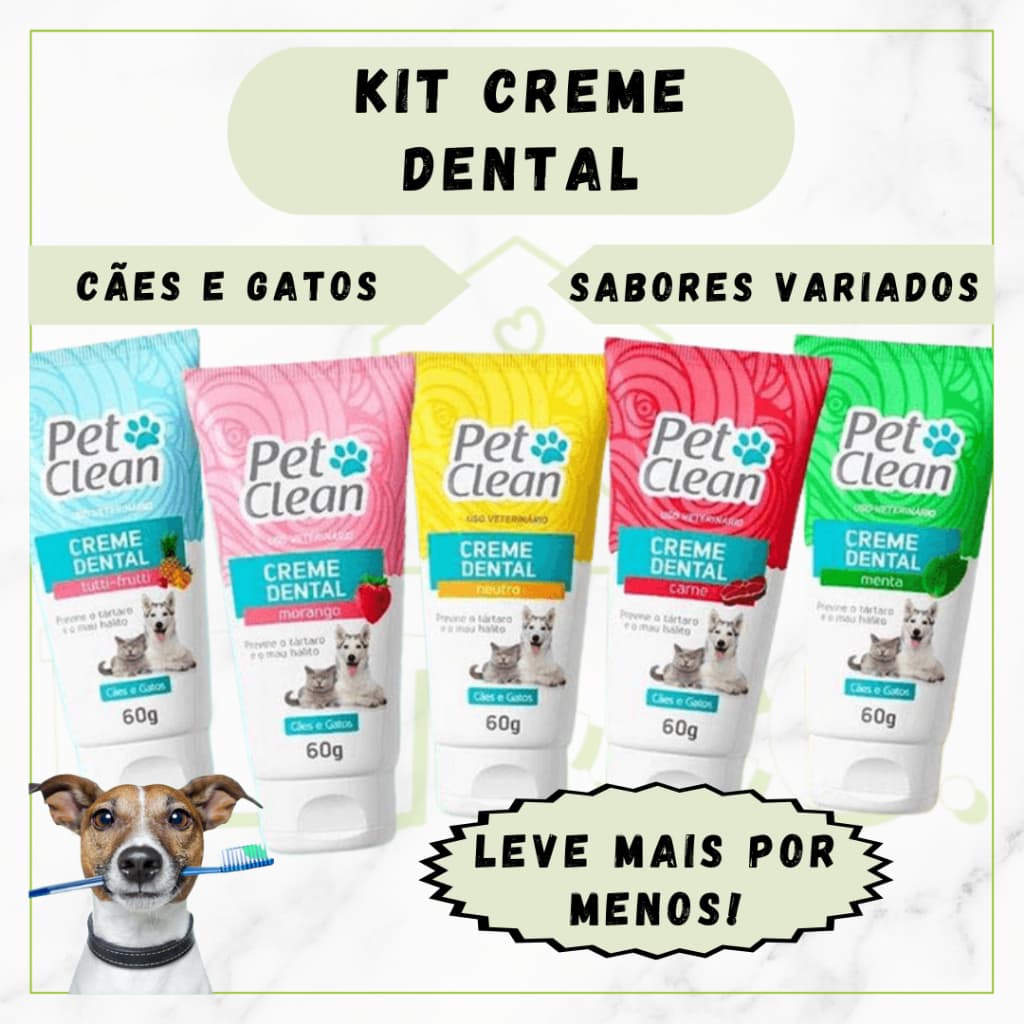Pasta de Dente para Cachorros e Gatos – Kit com 2 a 5 Unidades