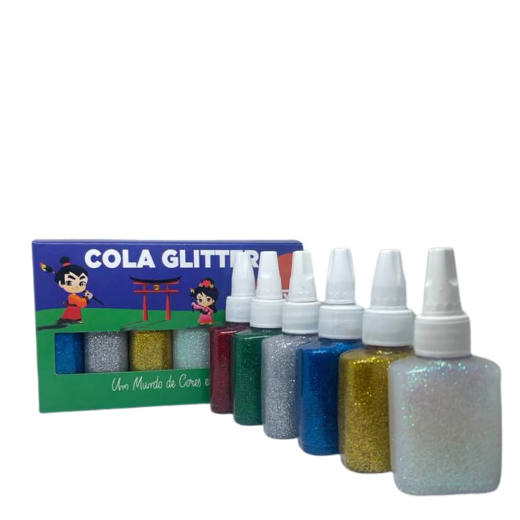 Estojo de Cola Glitter c/ 6 Cores - COLEX | 25g TRABALHOS MANUAIS - ARTESANATO - COLAGEM PINTURA