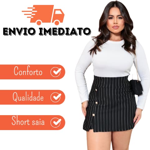 Shorts Saia Premium Short para Sair M AO GG SAIA COM SHORT POR BAIXO MALHA CREPE