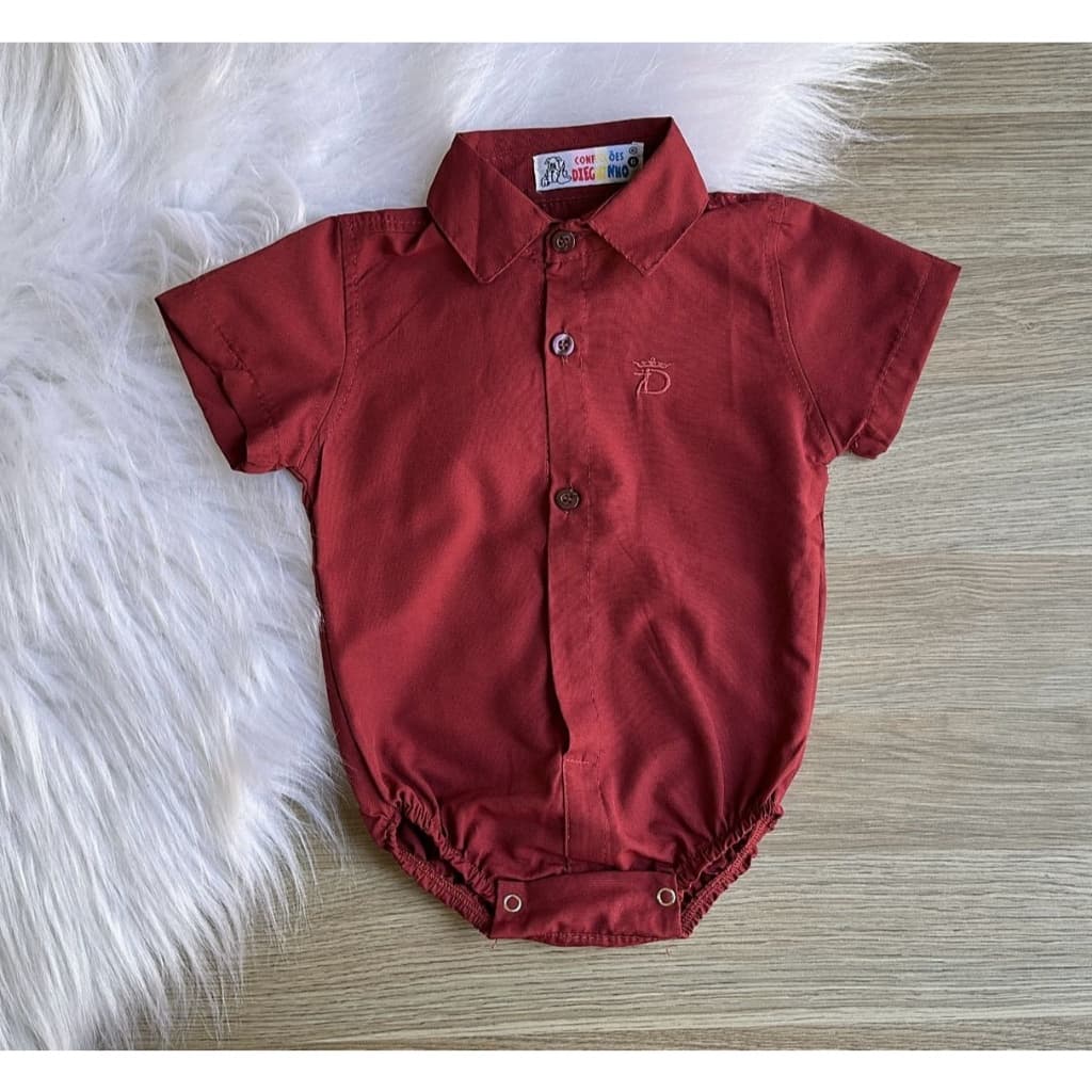 Camisa Social Modelo Body Infantil Bebê Menino Batizado Festa Casamento
