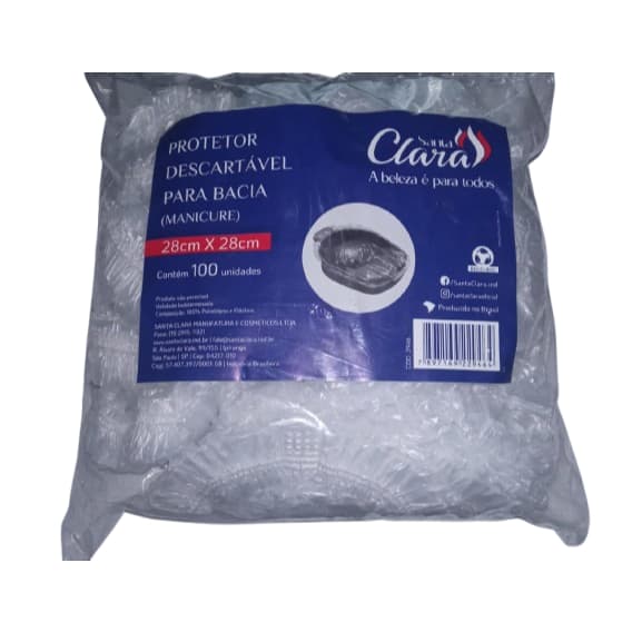 Protetor Descartável 28x28 Bacia Manicure ( mãos) 100un Santa Clara Cor Transparente