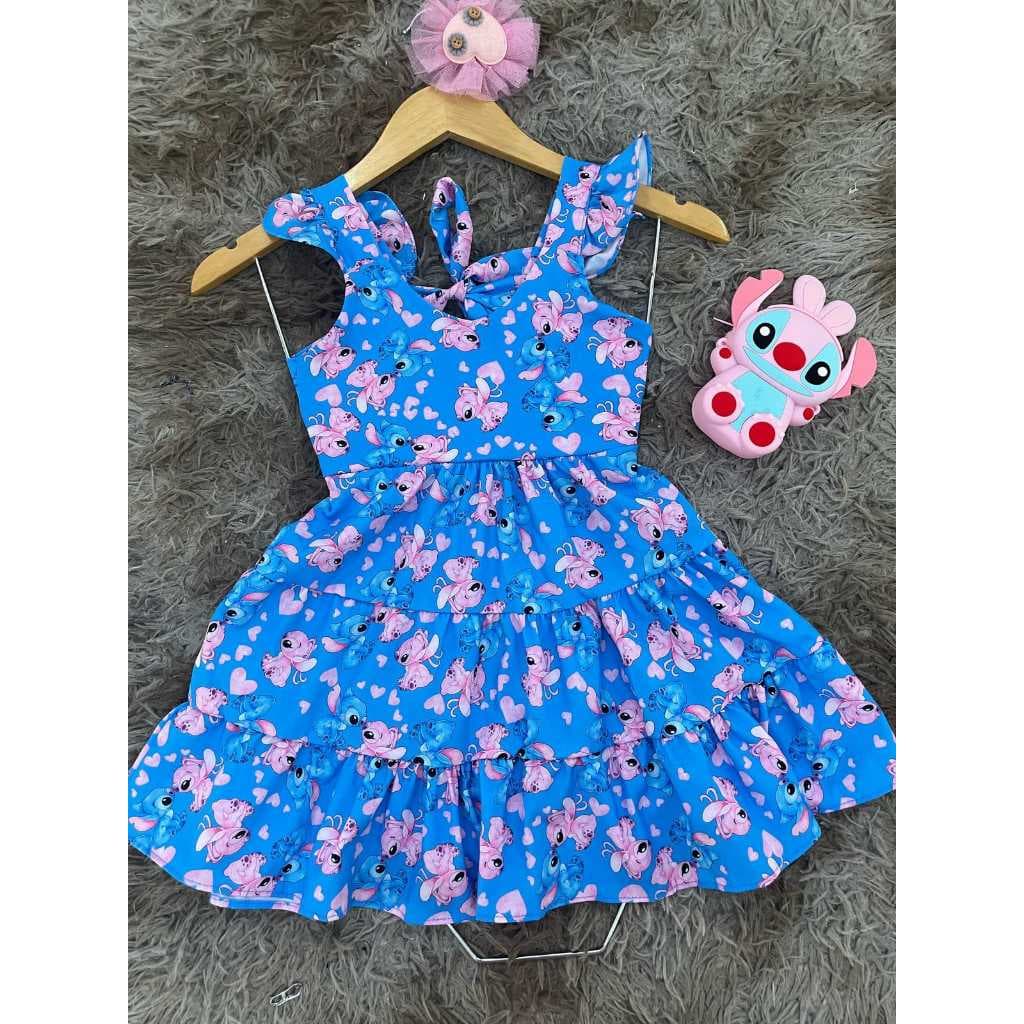 Vestido Personagem Infantil Menina Stitch Promoção