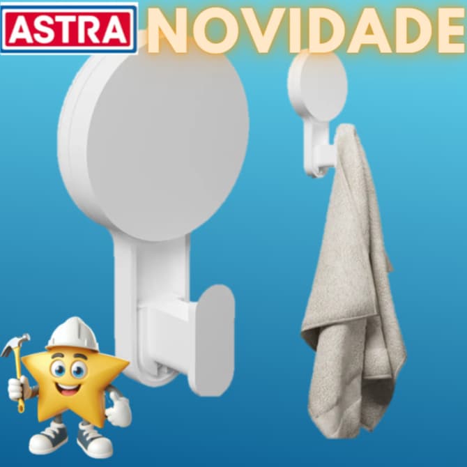 SUPORTE GANCHO CABIDE PORTA TOALHA DE ROSTO PAREDE COM ADESIVO / ASTRA BRANCO AD/GAN*BR1 / LANÇAMENTO