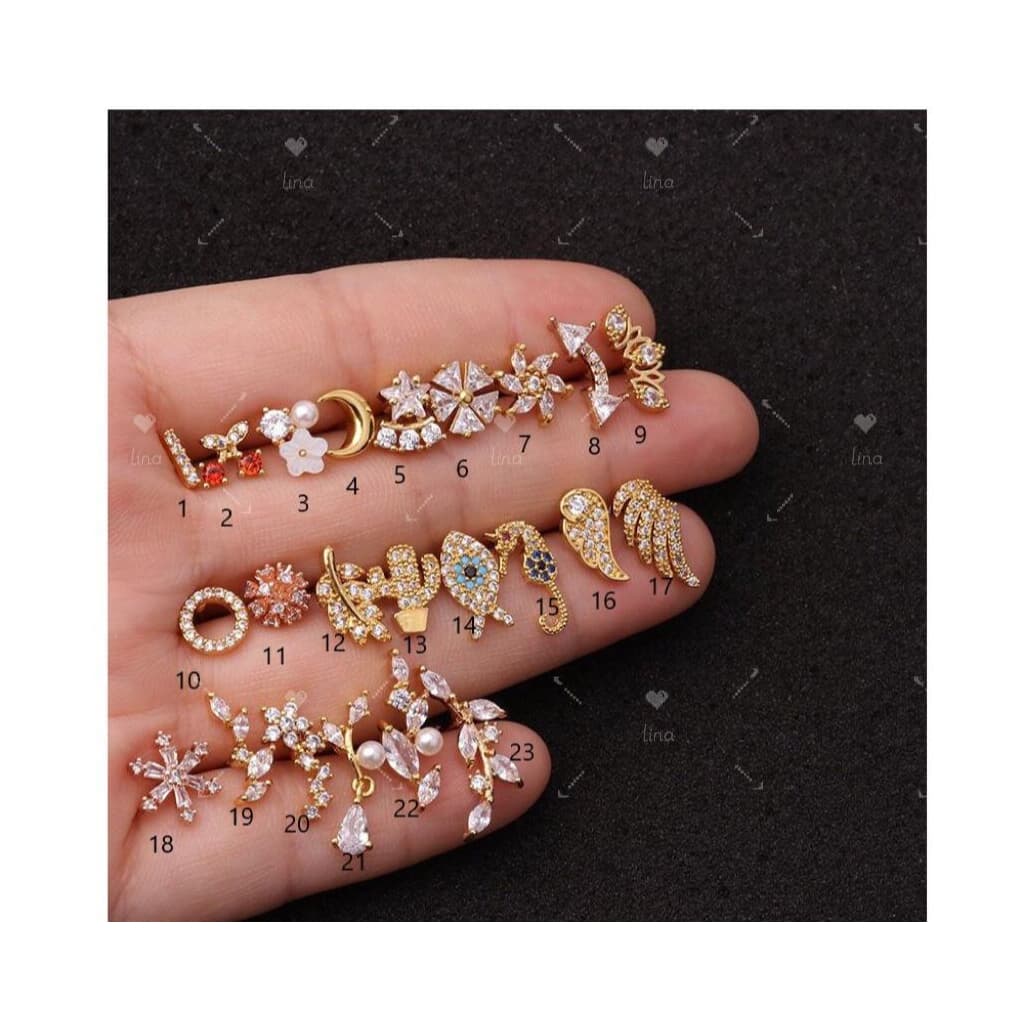1 Peca Piercing orelha Aço inox tragus cartilagem zircão *A