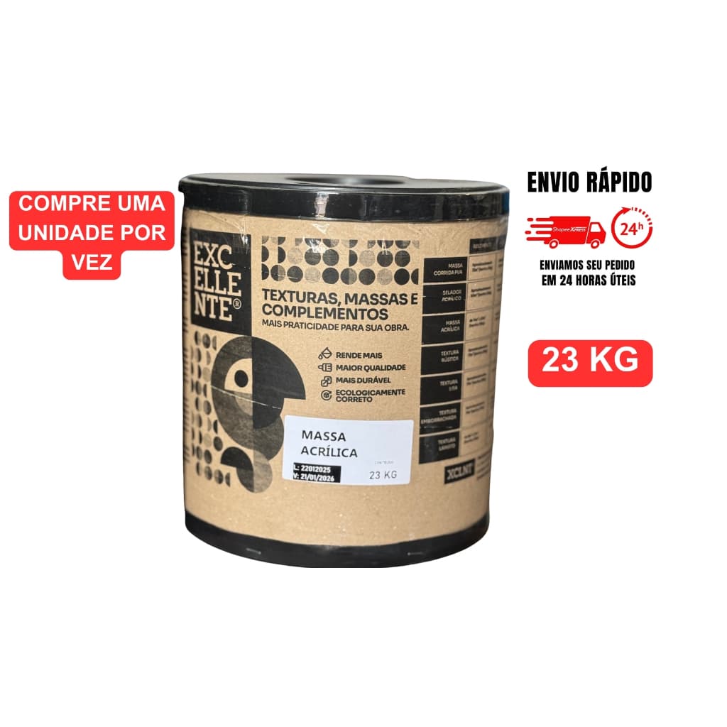 Excellente Massa Acrílica 23Kg Interno e Externo