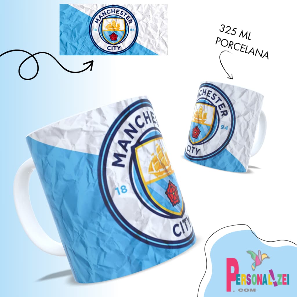 Caneca Personalizada Manchester City Futebol Caneca Time Futebol Xícara Personalizada Caneca de Café