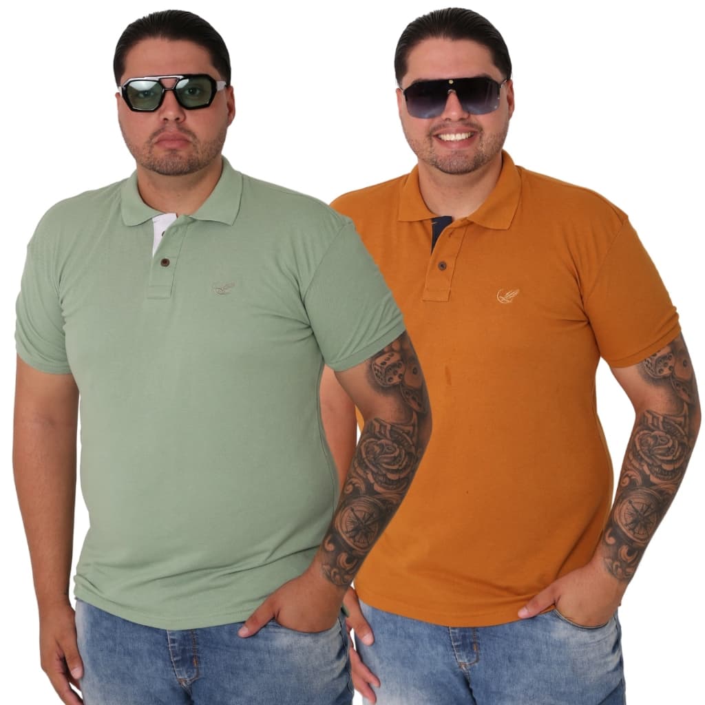 Kit 2 Camisas Polo Masculina Piquet Premium