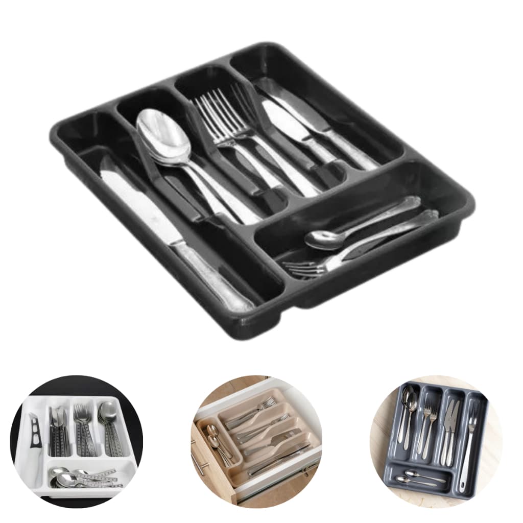 Porta Talheres Garfo Faca Colher Cozinha 5 Divisórias Plástico Organizador Utensilios