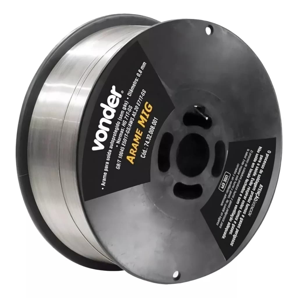 Arame Para Solda MIG 0,8mm Tubular Rolo 1kg Sem Gás Vonder