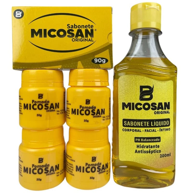 Kit Micosan Original com 4 Pomadas, 1 Sabonete Líquido e 1 Sabonete em Barra 6 Un. Baruc Cosméticos