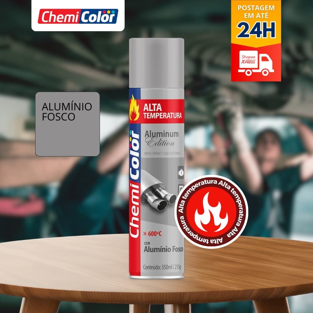 Spray chemicolor alta temperatura Alumínio Fosco 350ml