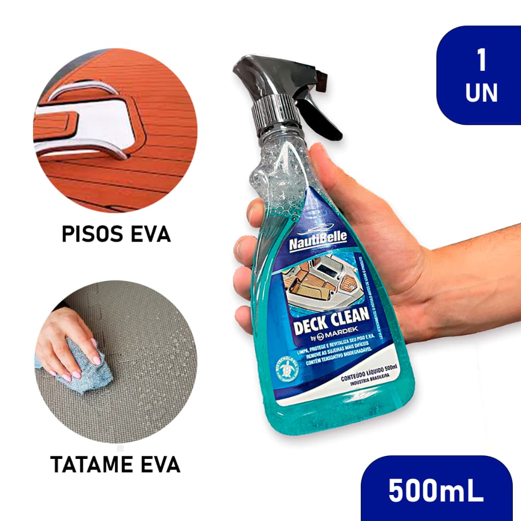 Produto de Limpeza Spray para Piso Tapete Deck Teka EVA Embarcação Lancha Barco Remove Gordura 500ml
