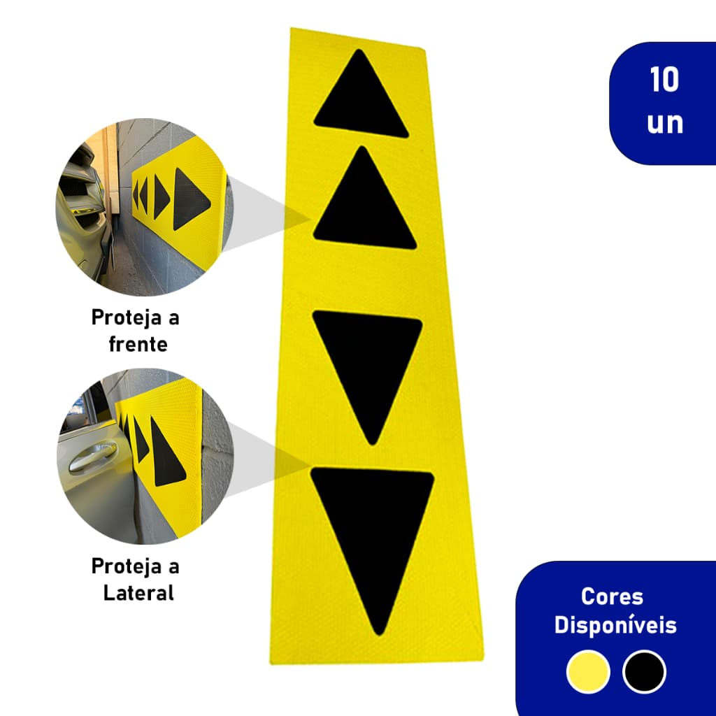Kit 10 Protetores de Parede para Garagem e Estacionamento 30x8cm Amortecer e Proteger Lataria