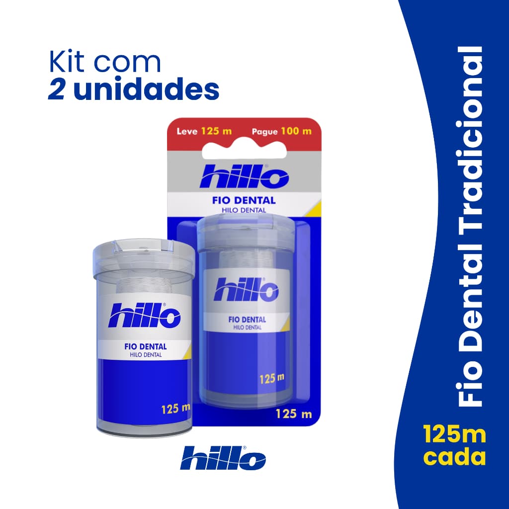 Kit 2 Fio Dental Tradicional 125 Metros Hillo na FABRICA Econômico