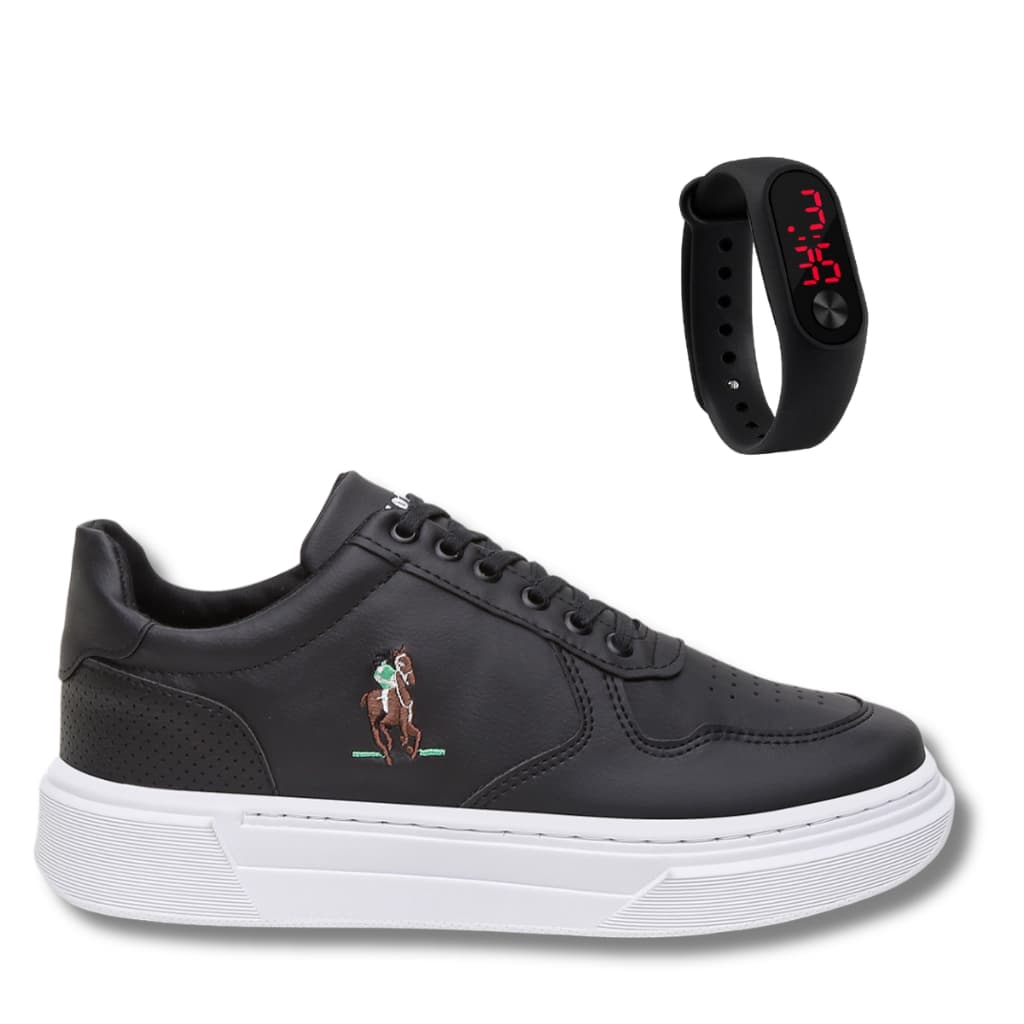 Kit Tênis + Relógio Polo Plus Masculino Promoção Barato versátil