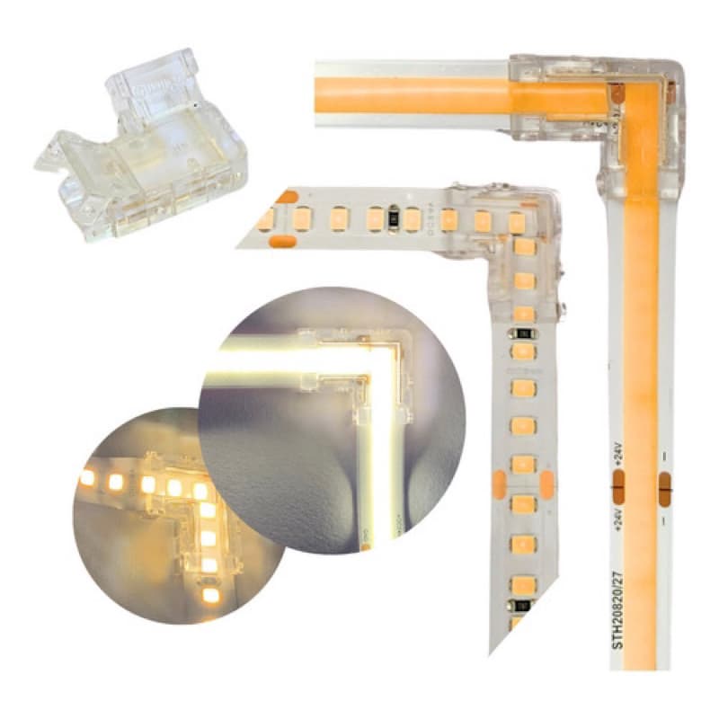 kit 10 conector L para fita led COB 2 vias 8mm