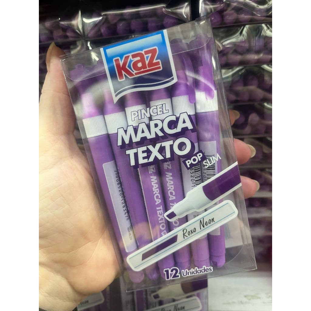 Pincel Marca Texto POP Slim Roxo Neon com 12 unidades KZ3012LL KAZ
