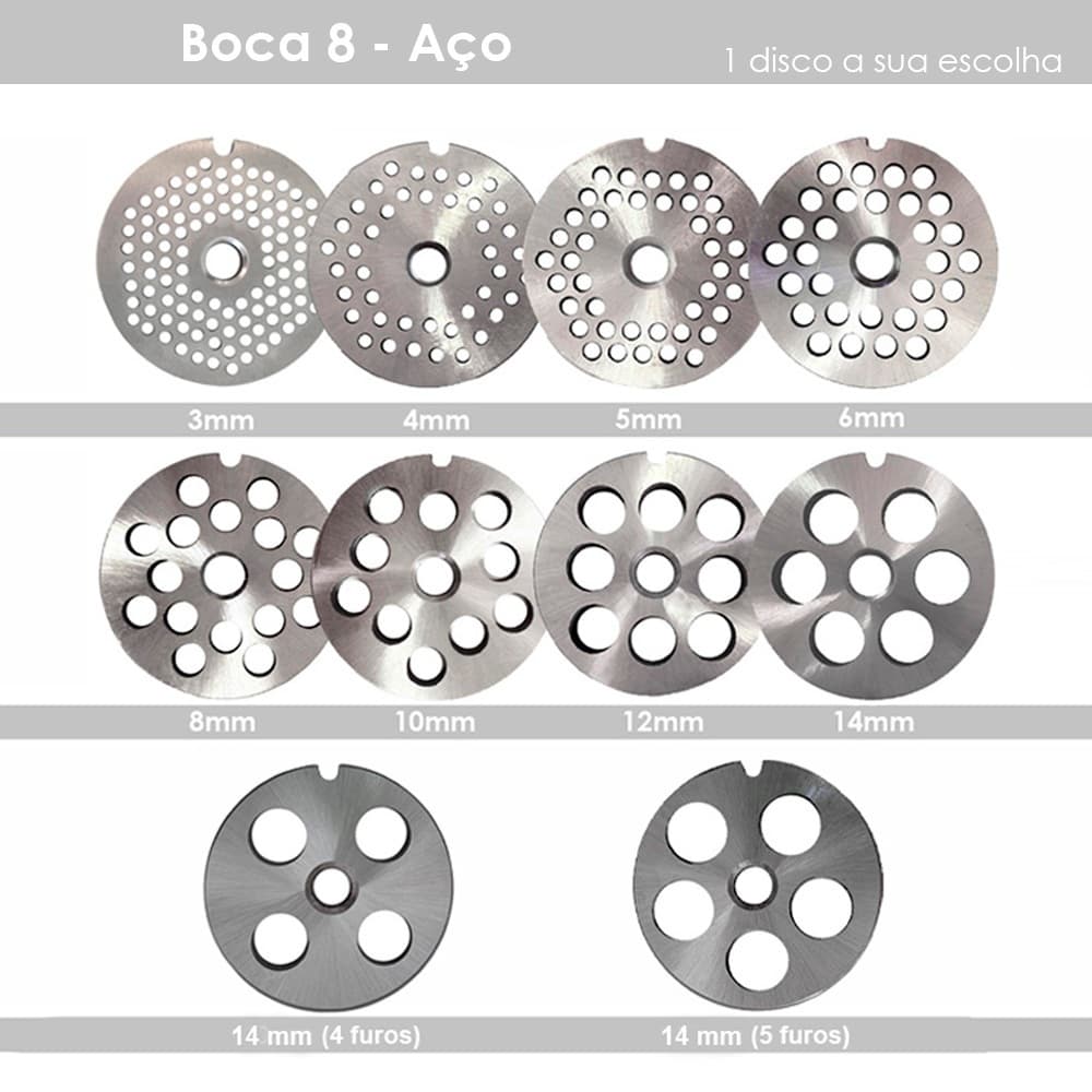 Disco Para Moedor De Carne Boca 8 e Boca 9 - Aço Temperado