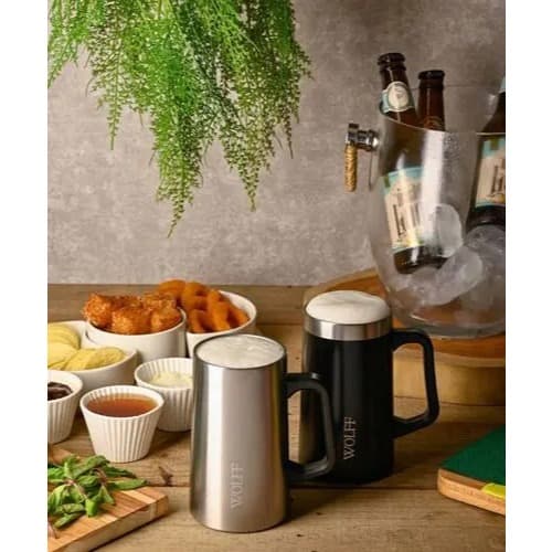 Caneca Wolff Gourmet Aço inox preta 500 ml