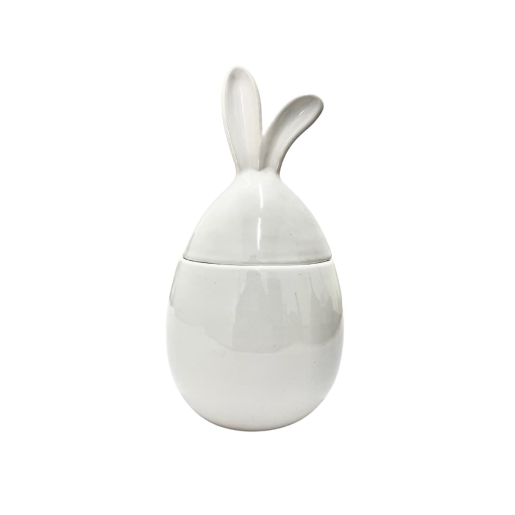 Pote Ovo de Páscoa com Orelhas Cerâmica Decoração Presente Chocolate 580ml